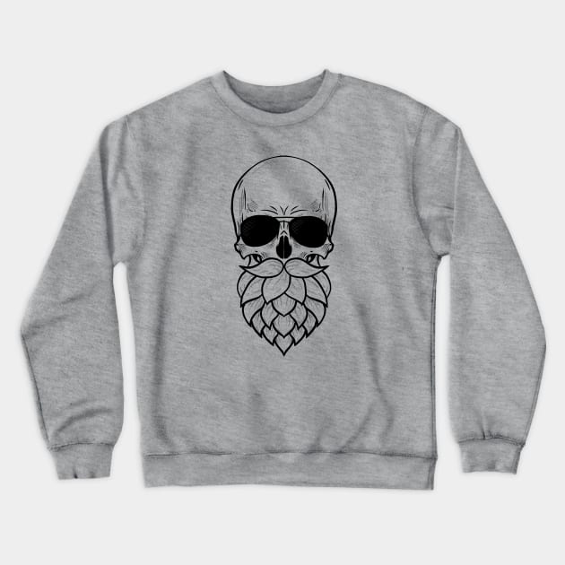Hop Bearded Skull Crewneck Sweatshirt by LenasScribbles